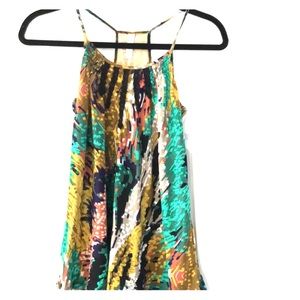 Cute pattern! Razor back tank with lace detail